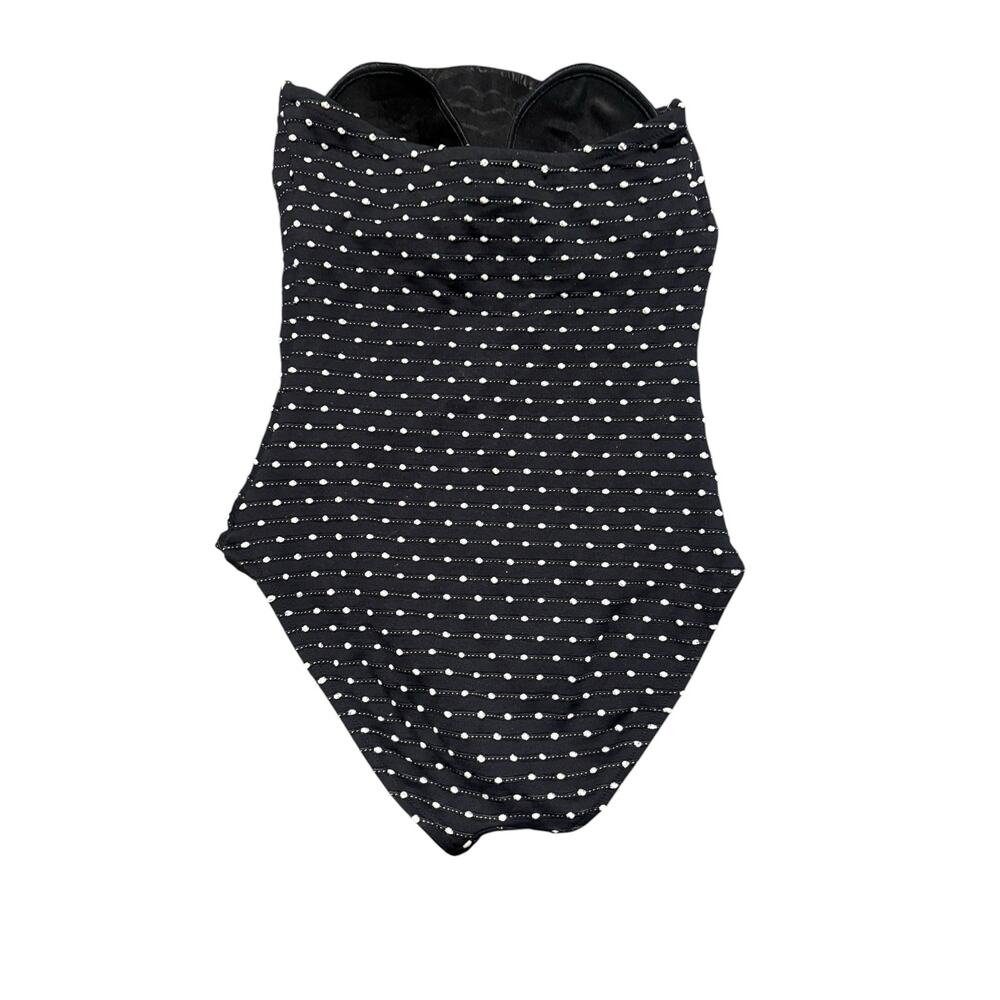 Gottex Vintage Black Pearl Dot Strapless One Piece Swimsuit Sz 12 - Picture 2 of 7